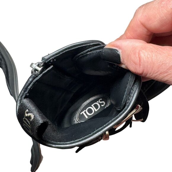 $945 Tod's Anfibio donna Black Velvet Buckled Combat Boots size 38.5 US 8 - Picture 8 of 11